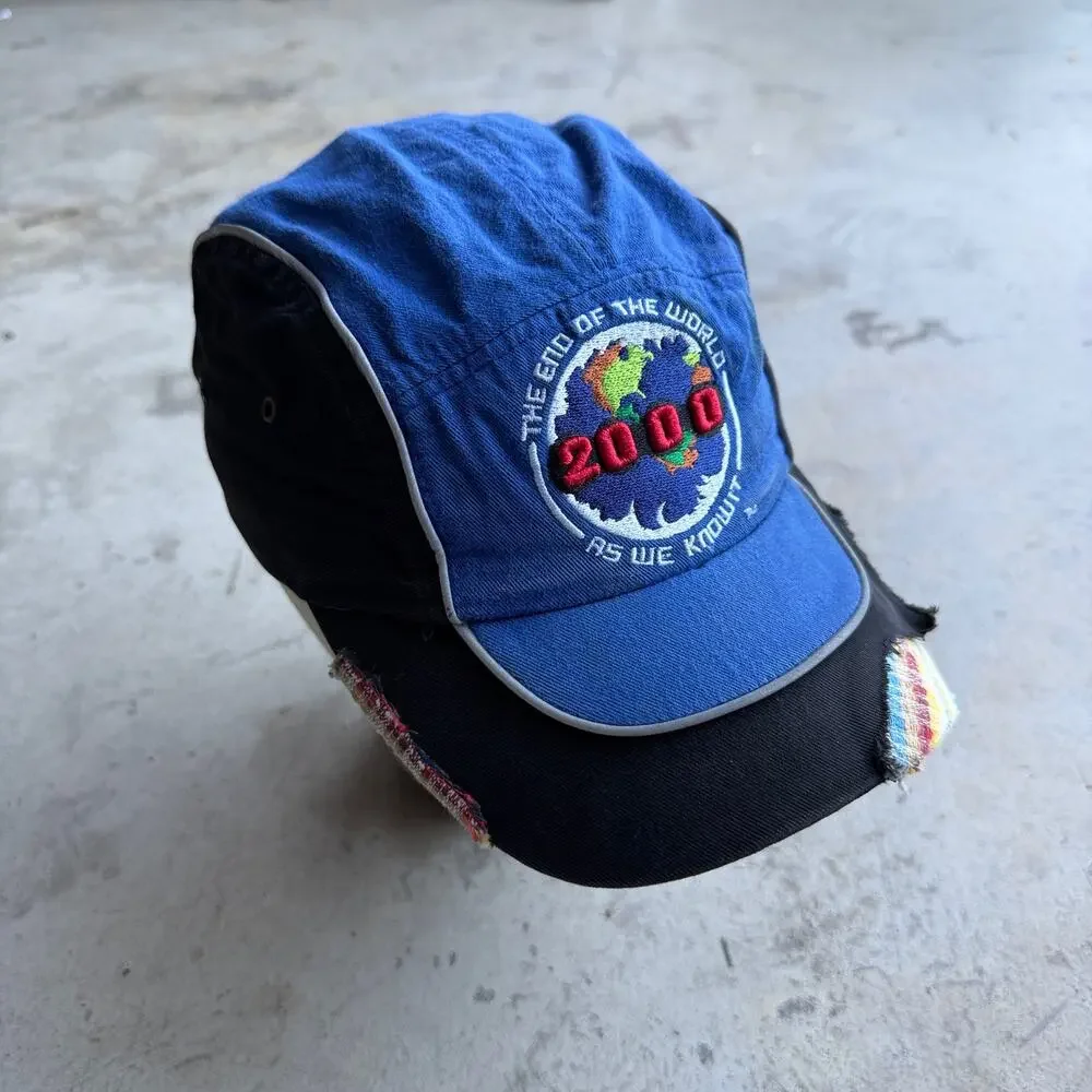 Vintage Y2K 2000 End of the World Embroidered Patchwork Cap